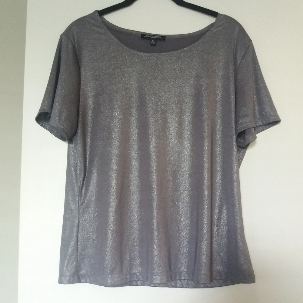 Notations Silver Metallic Top Petite Large